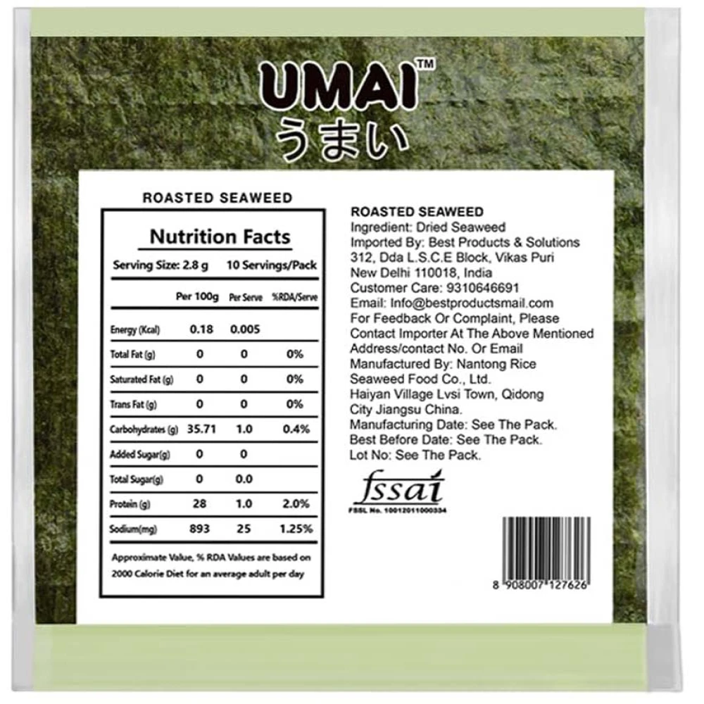 UMAI Roasted Sushi Nori 10 Sheet