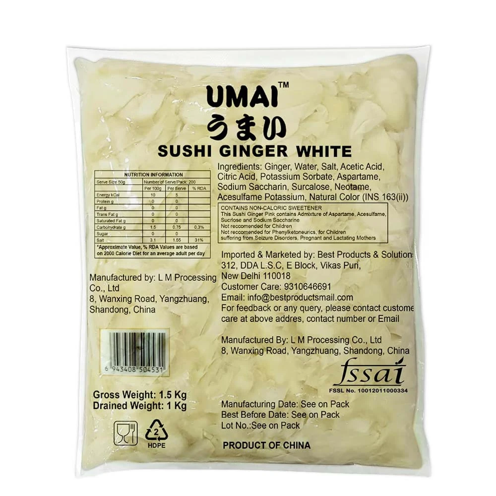 Umai Sushi Ginger White 1.5 Kg pkt