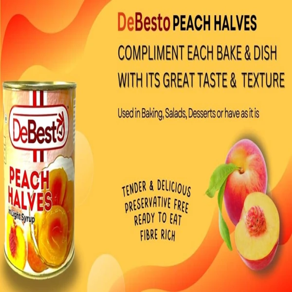 De Besto Yellow Cling Peach Halves 850g