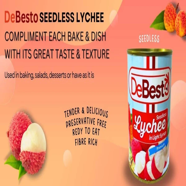 De Besto Lychee In Light Syrup 565g Easy Open