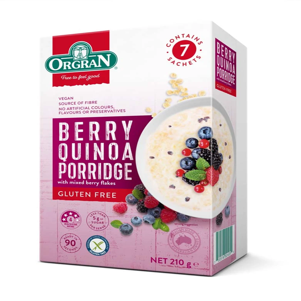 Orgran Quinoa Porridge Berry 210g