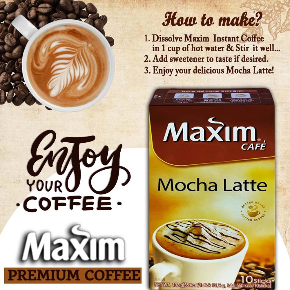 Maxim Cafe Mocha Latte Coffee Mix 10T