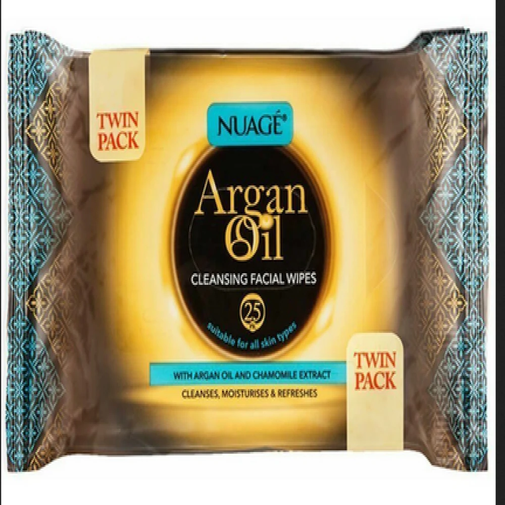 NUAGE ARGAN OIL CLEANSING FACIAL WIPES 25PK