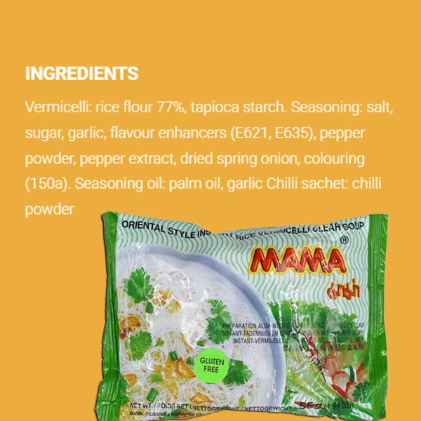 MAMA Cup Vermicelli Clear Packet Soup 50g | 100% Glutenfree