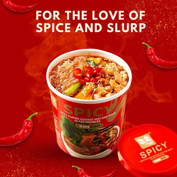 Zhengwen Spicy Instant Hot & Sour Instant Sweet Potat Cup Noodles 121g